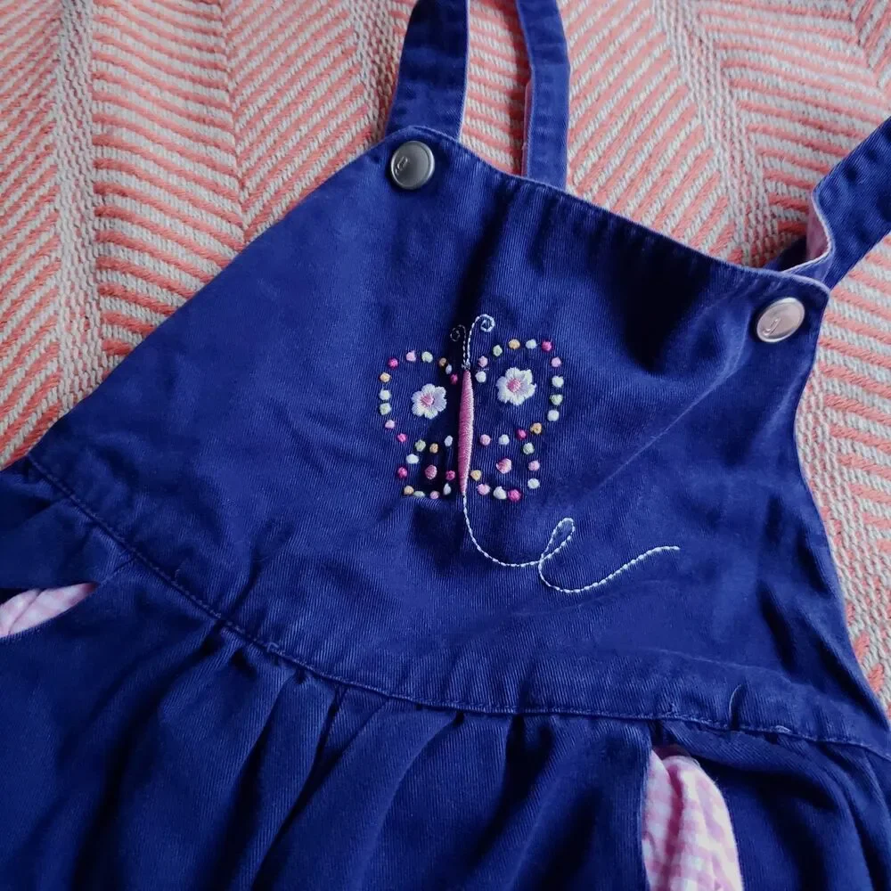 Vintage Gymboree Flower Power Embroidered Overalls Sz 3t Spring/Cottage